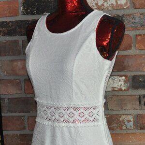 White Party Sheer Lace Back, Sleeveless Maxi Dress, Long Gown Beach Wedding L